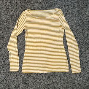 Women’s Banana Republic Yellow and White Striped Long Sleeve Top- Size Small!